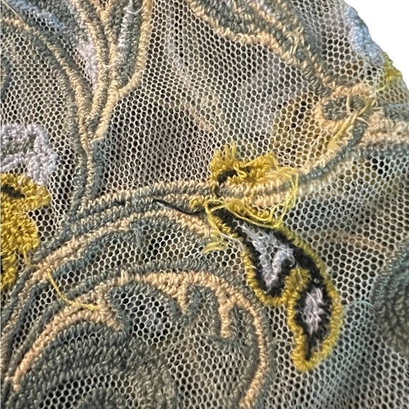 FREE PEOPLE WOMENS CREME AND SHEER BOHO LONG BELL SLEEVES TOP SIZE LARGE - Picture 14 of 16